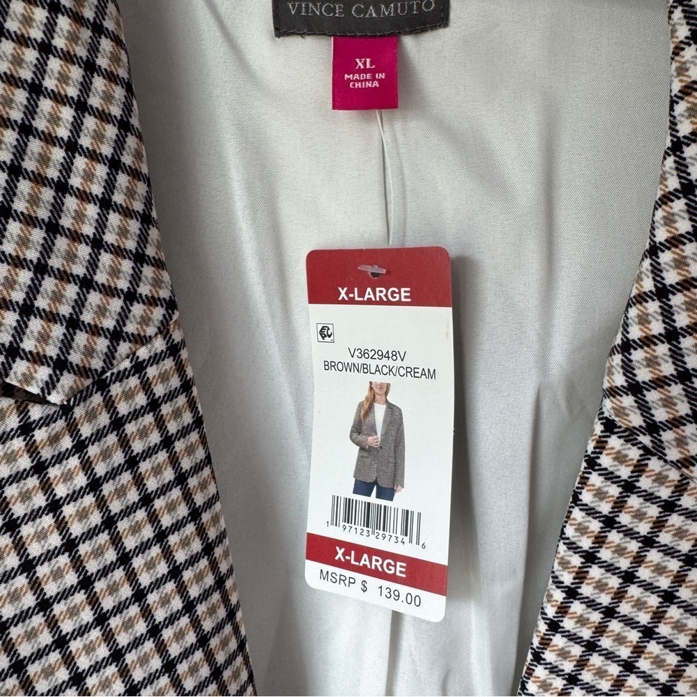 Vince Camuto Check Notched-Collar Single-Button Blazer Jacket XL V362948V NWT - Picture 2 of 14